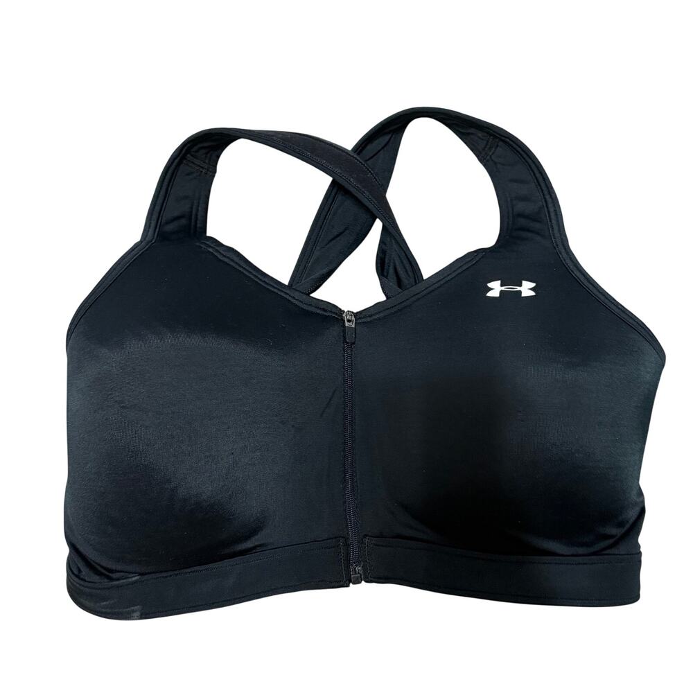 Under Armour black zip up bra post surgical comfortable good support sz M